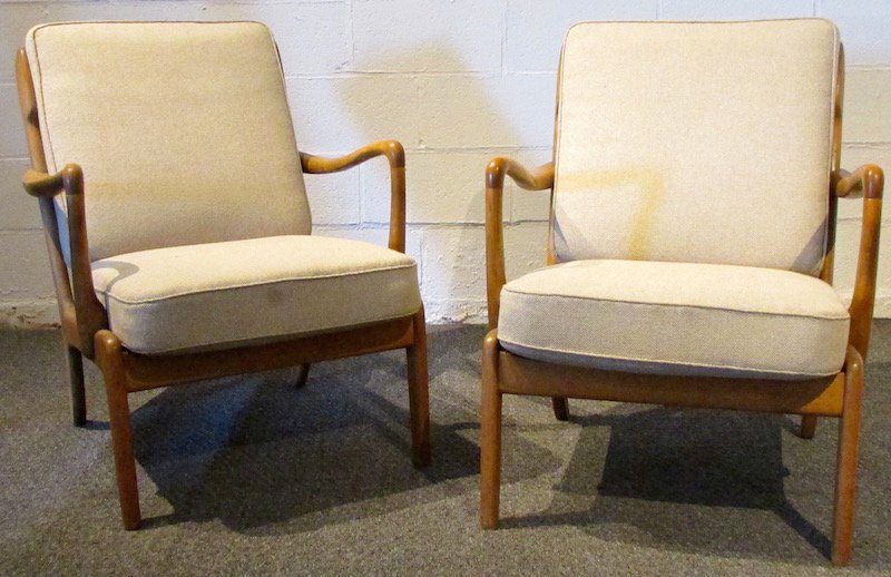 Pair of Danish Oak Upholstered 1970's Open Armchairs (1 of 6)