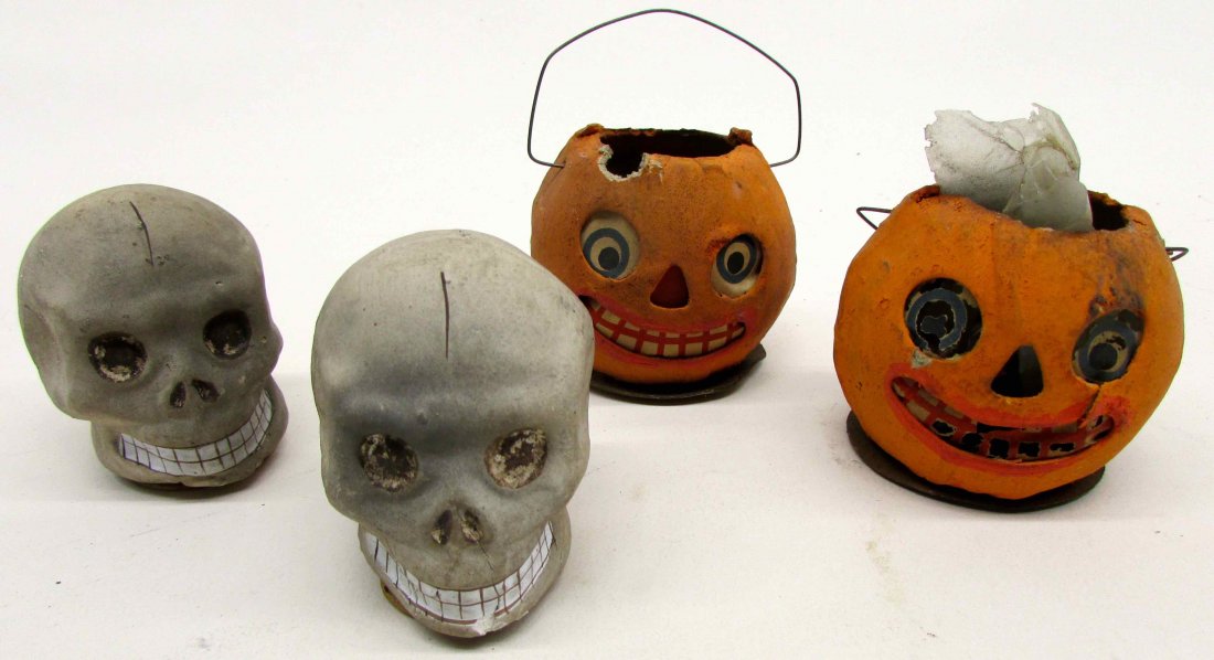 4 Early Halloween Paper-Mache Candy Containers (1 of 1)