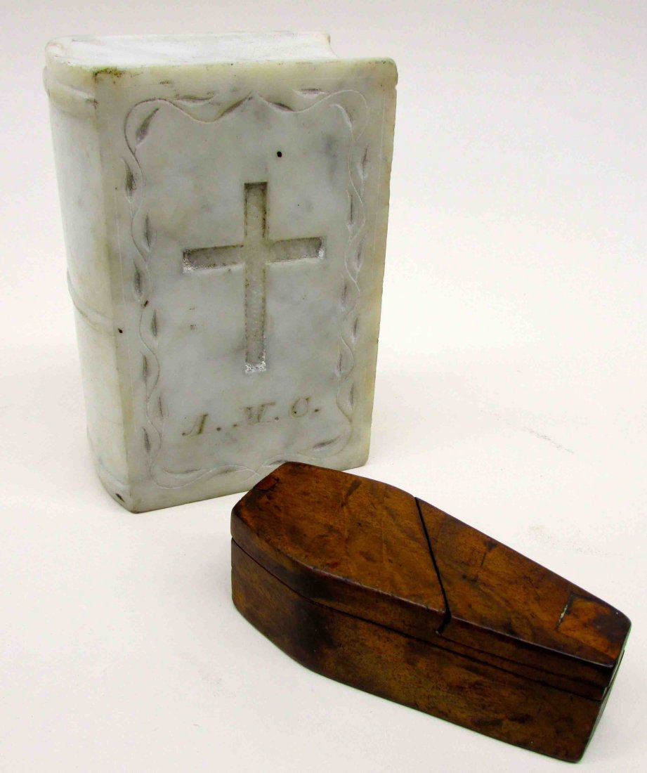 Carved Marble Bookend  and "Trick" Box (1 of 2)