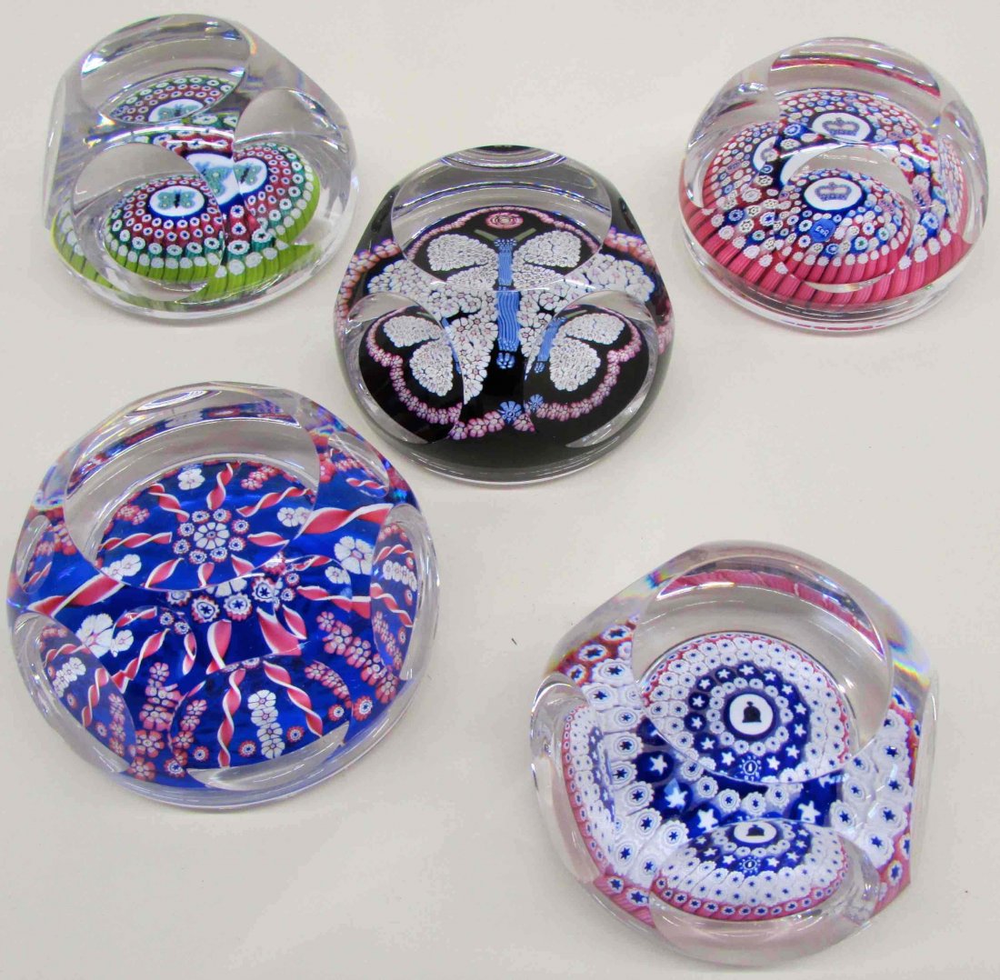 5 Facetted Millefiori Paperweights (1 of 1)
