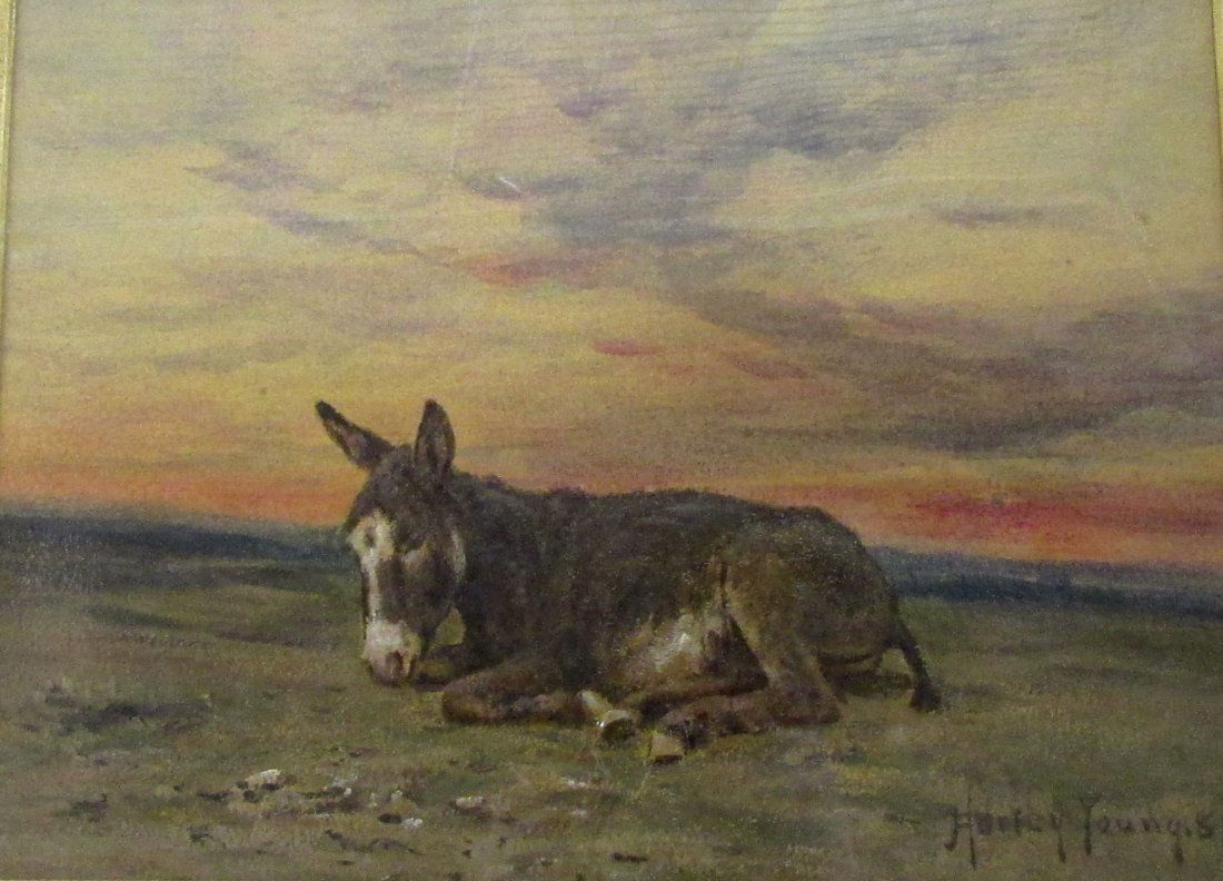 Harvey Young 1889 Oil of a Burro (1 of 3)