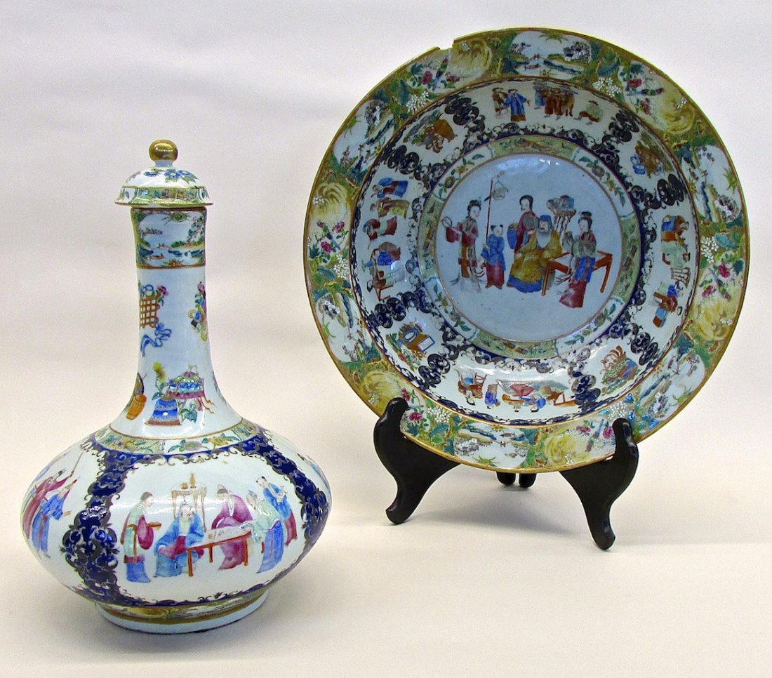 Chinese Export Famille Rose Water Bottle (1 of 3)