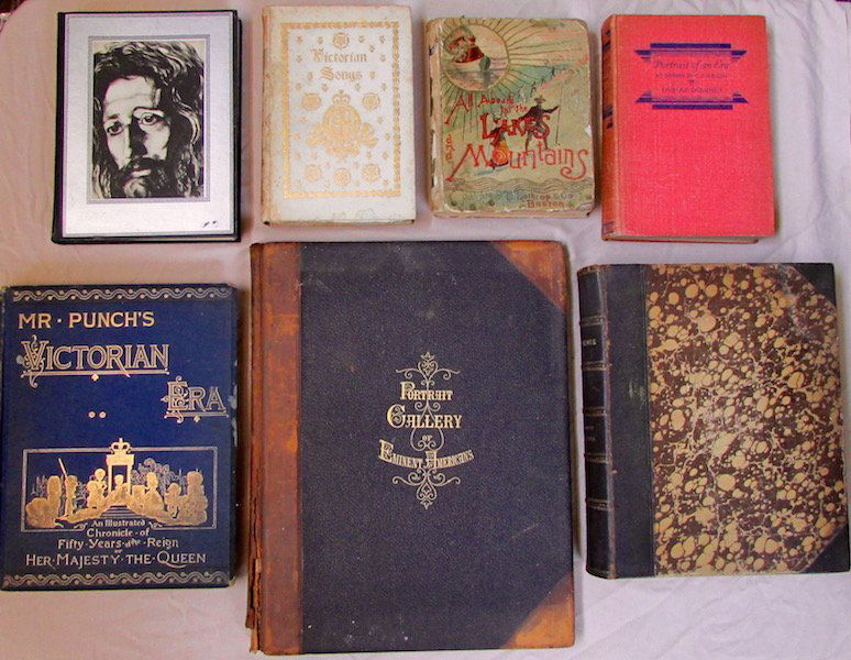 Group of 9 Illustrated Volumes.: Pogany, "Song of the Celestial" 1934, "Victorian Songs" 1895, "Mr. Punch's Victorian Era Vol. 2", Gustave Dore "Don Quixote", "American Portrait Gallery", "Sketches of Preeminent Americans" 1892, #3 o