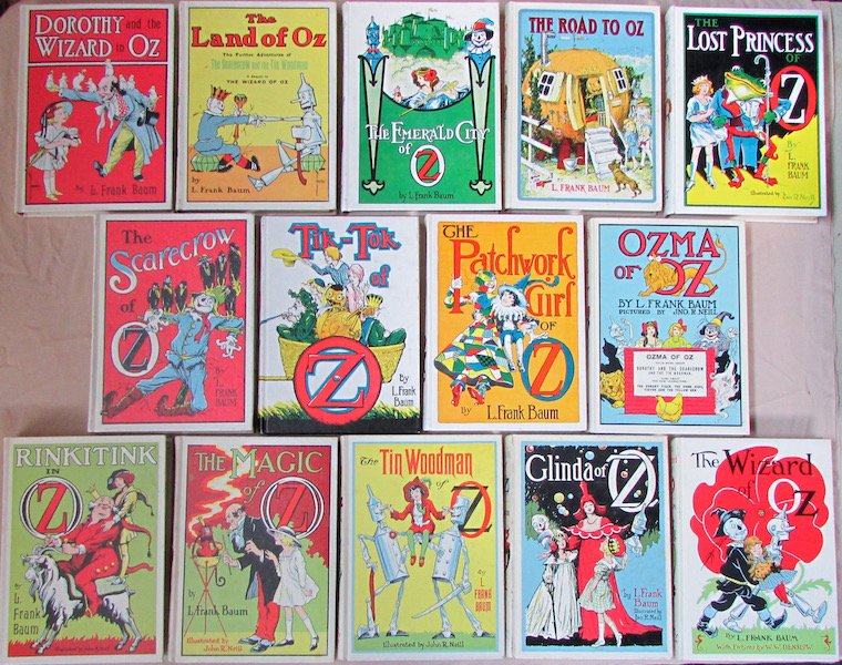 Frank Baum OZ Books: Group of 14 Reprinted Volumes in uniform bindings. Reilly and Lee, Chicago publishers.