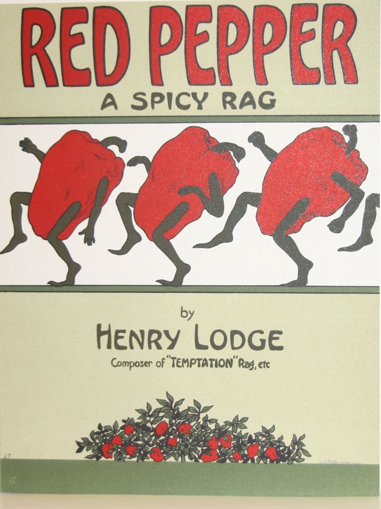 Red Pepper: Hand pulled lithograph song sheet. Printed on 100% cotton Coventry paper.