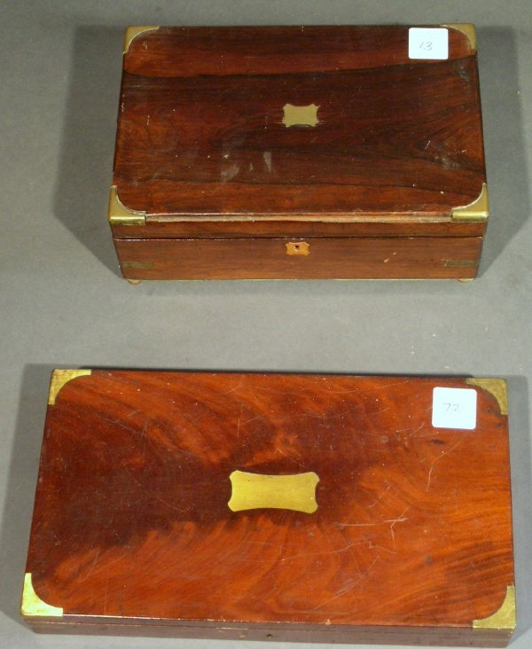 Mahogany lap desk, 19th c., (lacking interior, loss