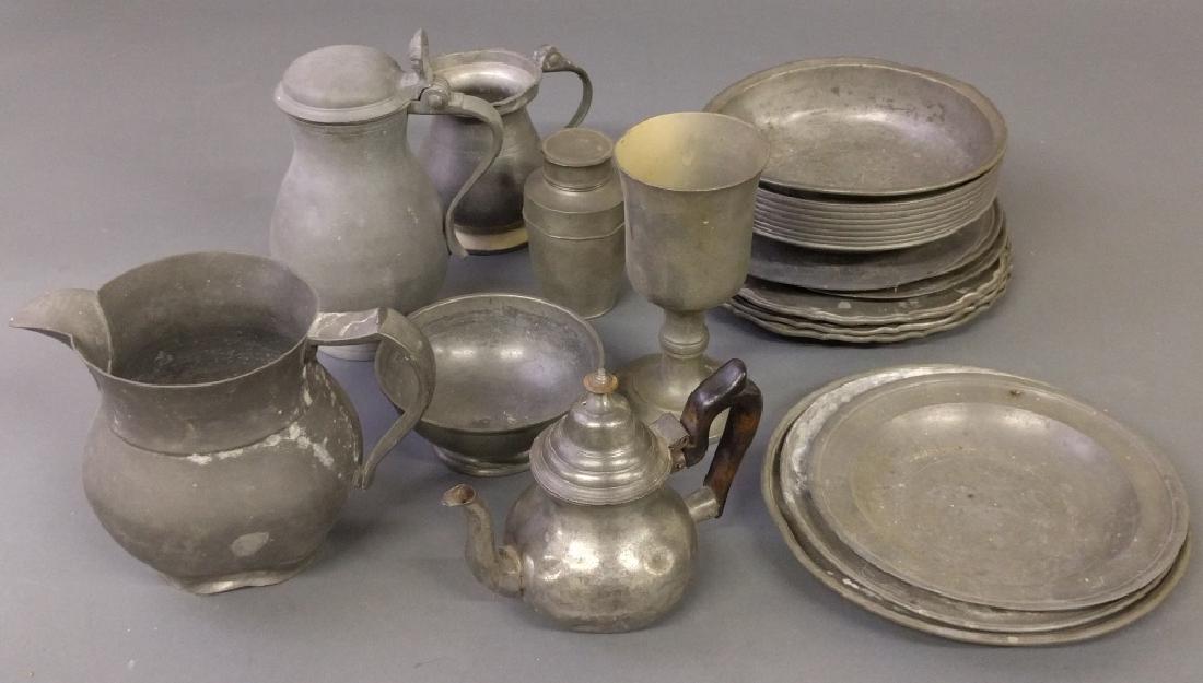 Miscellaneous pewter grouping (1 of 2)