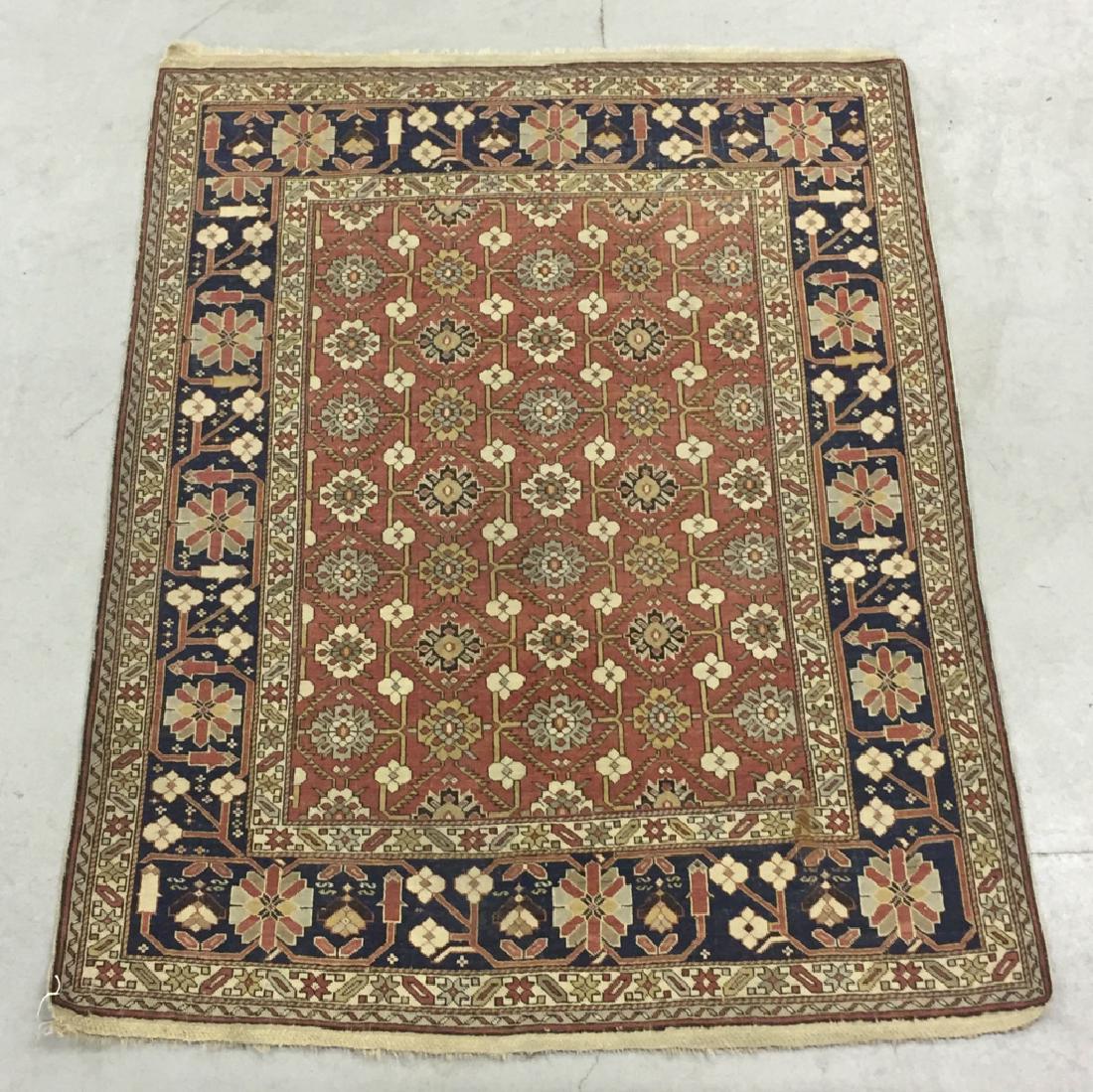 Caucasian Mat with Red Field and Floral Rosettes: Caucasian mat with red field, floral rosettes, 5'1"l. x 4'w.
