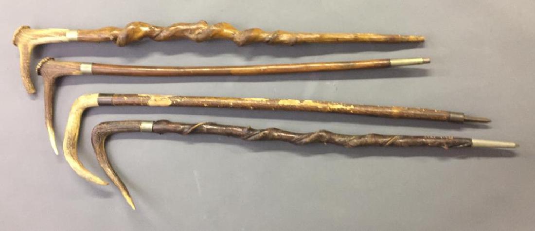 Four Similar Stag Handled Walking Sticks (1 of 2)