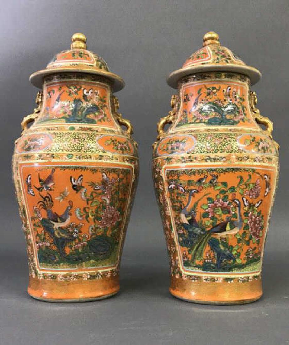 Pair of  Asian Porcelain Covered Urns (1 of 7)