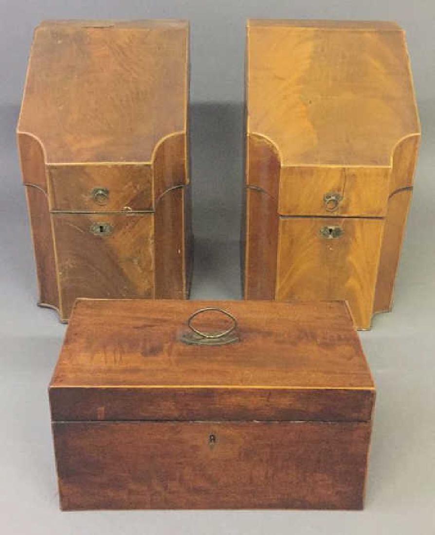 Pair of Georgian Mahogany Knife Boxes (1 of 3)