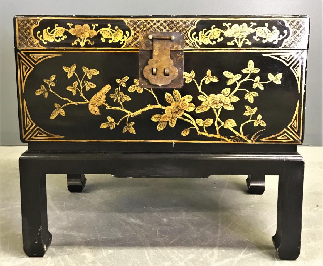 Chinese Black Lacquered Chest (1 of 4)