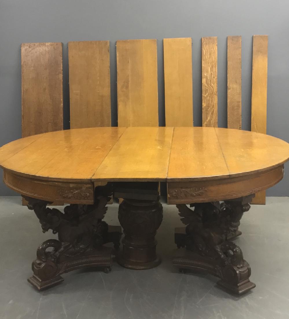 Oak & Walnut Carved Banquet Table (1 of 10)