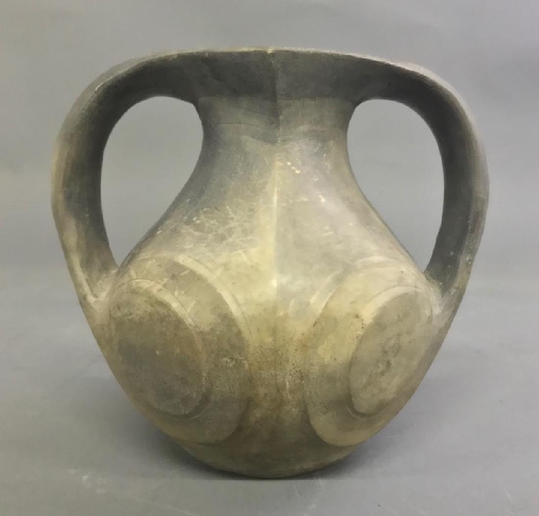 Chinese Grey Terracotta Amphora: Chinese grey terracotta amphora, 3rd c. B.C, 7"h x 8"w