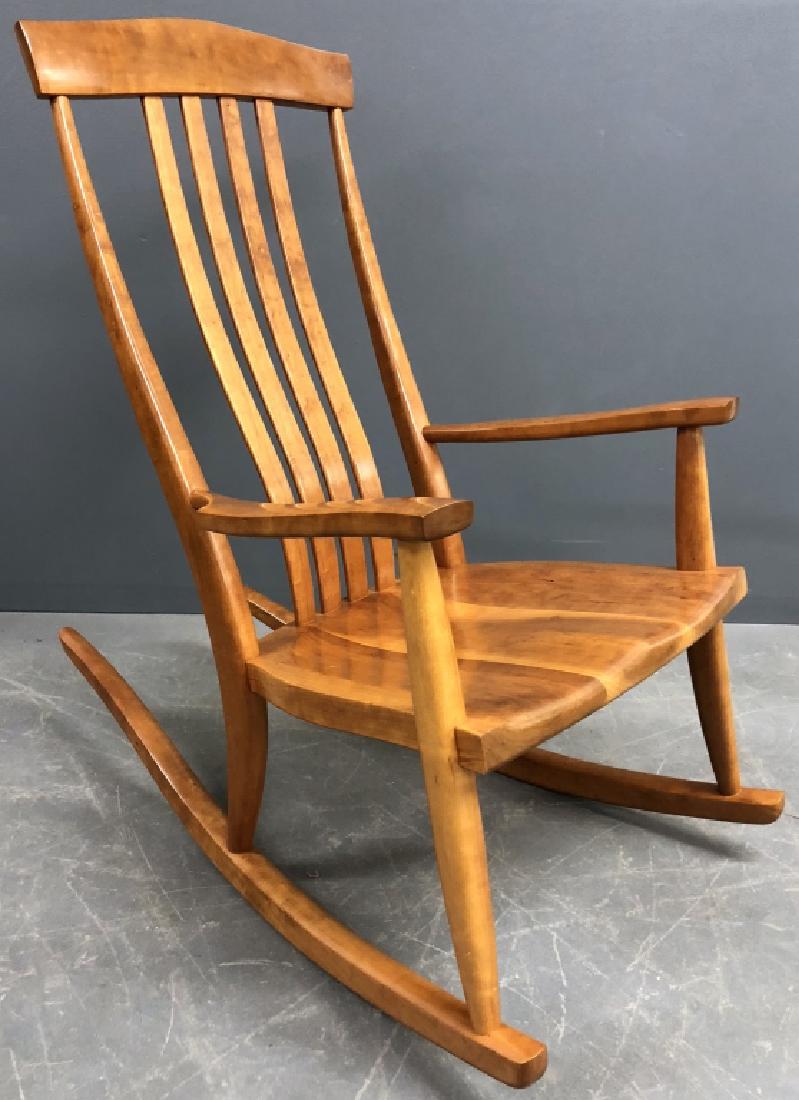 Cherry Rocking Chair "Spirit Reflections": Thomas Farr (Portland, Or.) cherry rocking chair titled, "Spirit Reflections," 42"h x 22"w, 17" seat height