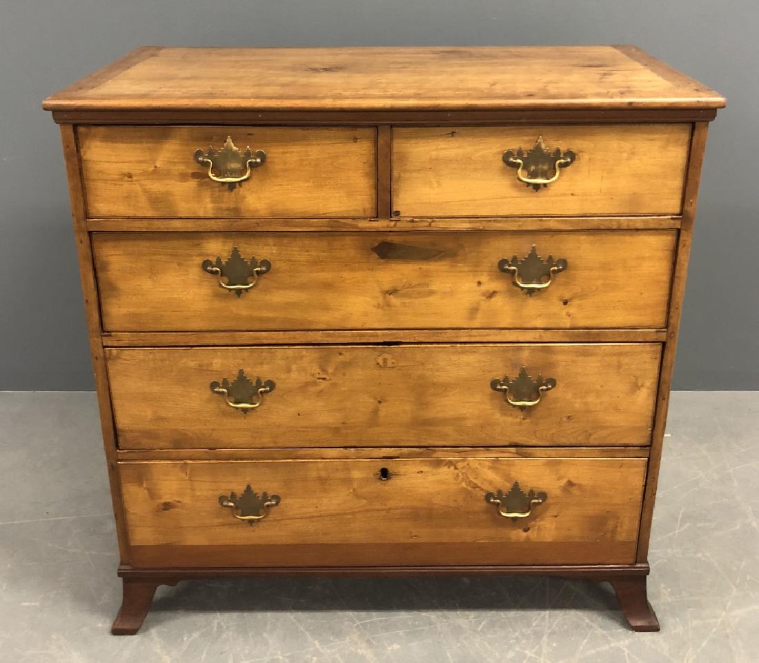 Hepplewhite Fruitwood Chest of Drawers: Hepplewhite fruitwood chest of drawers, circa 1790, 41"h x 40"w