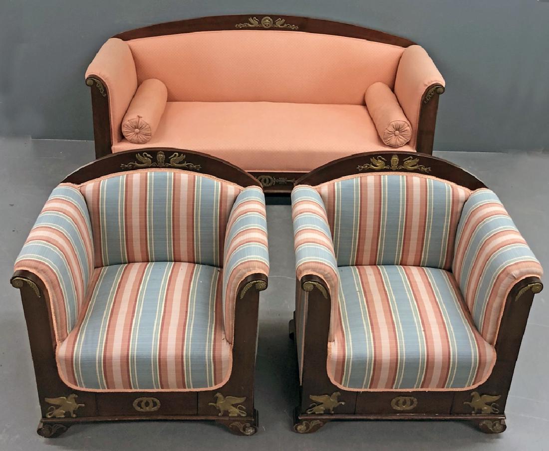 Empire Revival Mahogany Settee and Chairs (1 of 11)