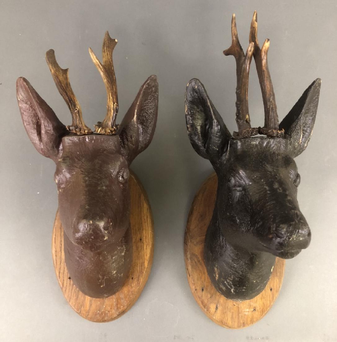 Pair of Black Forest Style Stag Heads (1 of 1)