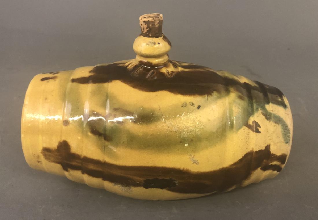 Redware Mottled Canteen: Redware mottled canteen, 19th century, 9"h x 5"w