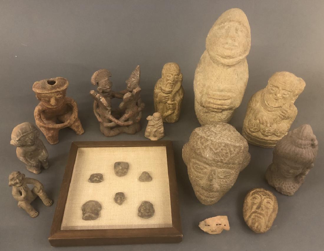 Carved Stone and Pottery Heads and Figures (1 of 6)