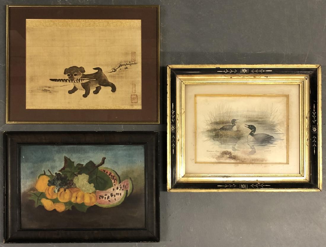 Oil Still Life of Fruit with Two Prints (1 of 9)