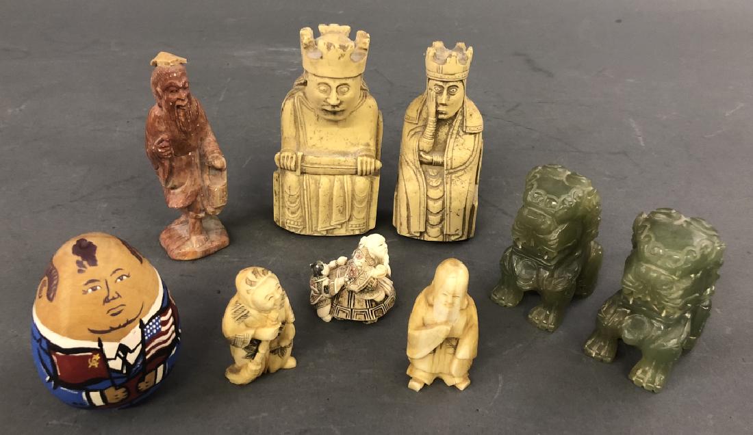 Three Signed Netsuke and Six Small Figures (1 of 12)