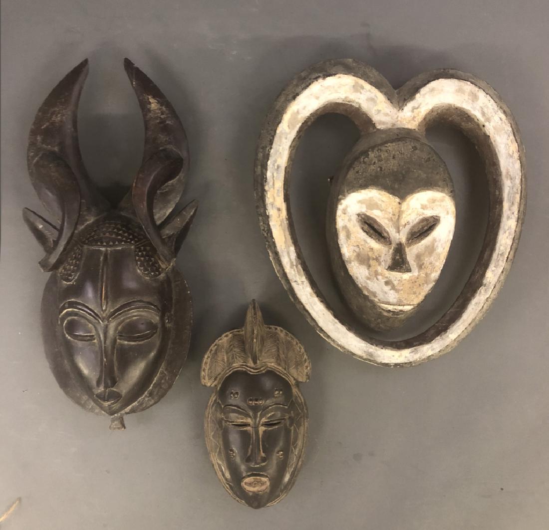 Three African Wood Carved Masks (1 of 1)