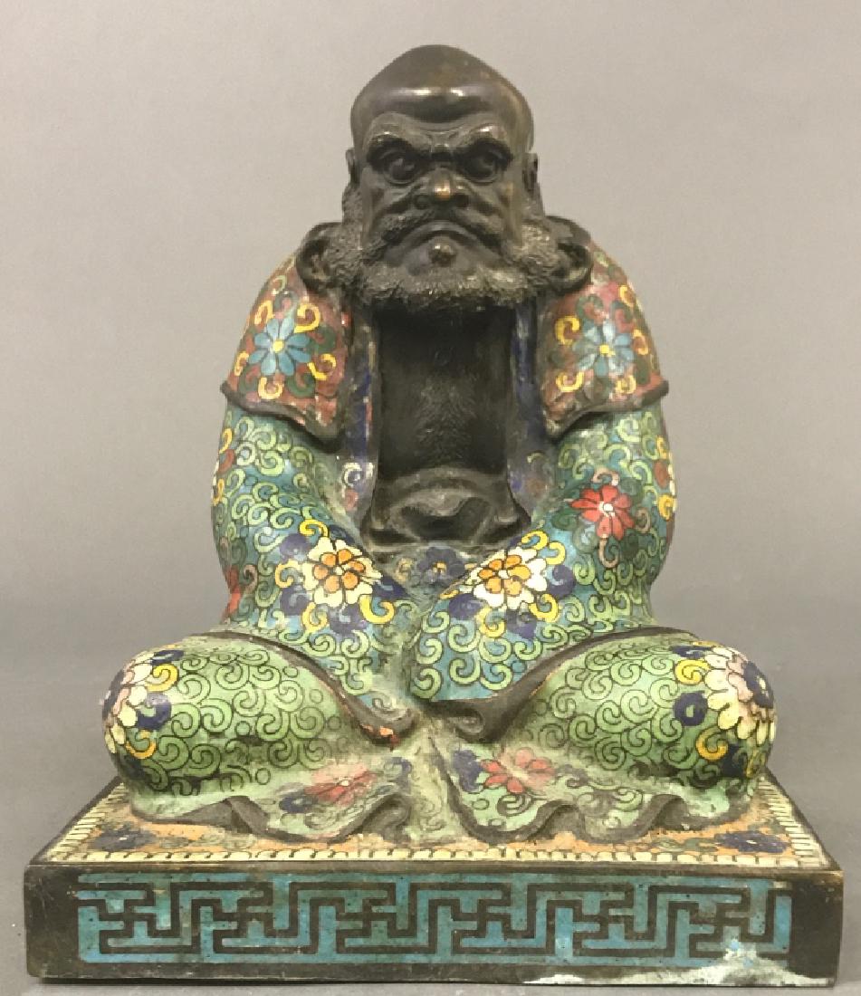 Chinese ChamplevÃ© Bronze Statue (1 of 6)
