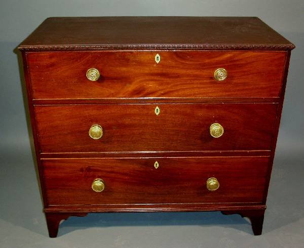 Georgian mahogany three-drawer chest. 37'h.x40"w