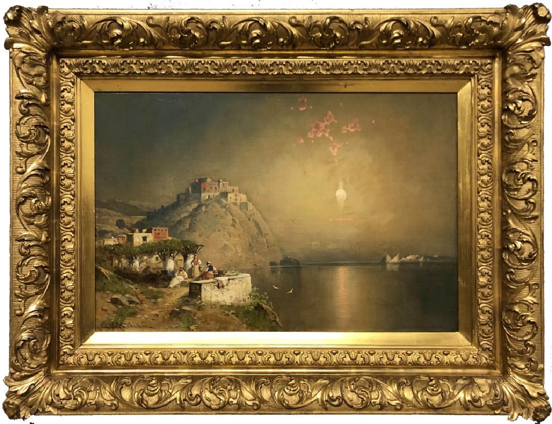 G.W. Nicholson Oil on Canvas Italian Coastal Scene (1 of 3)