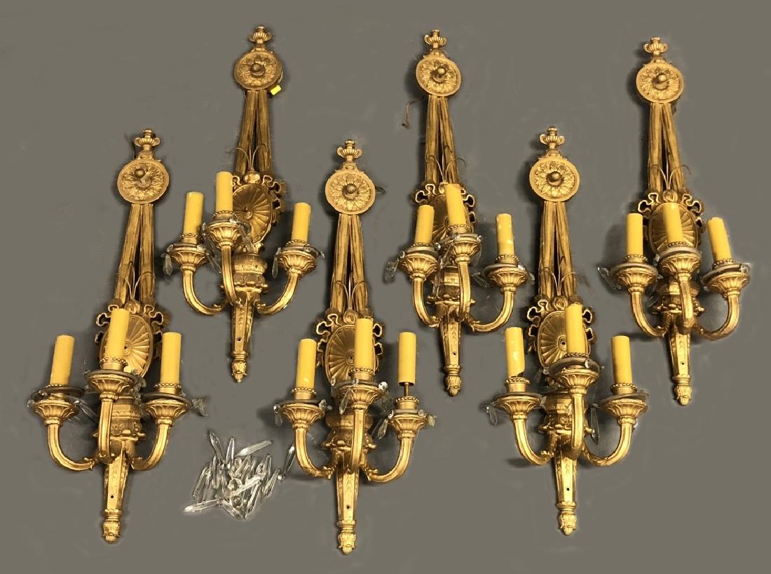 Set of Six French Style Gesso Wall Sconces (1 of 2)