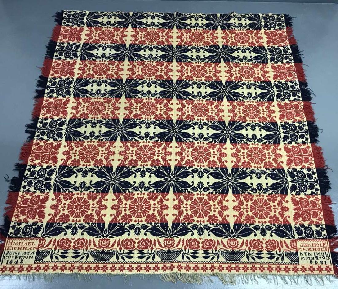 Signed Jacquard Coverlet (1 of 3)