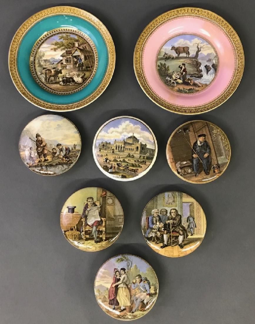 Six Victorian Pot Lids and Two Prattware Plates (1 of 1)