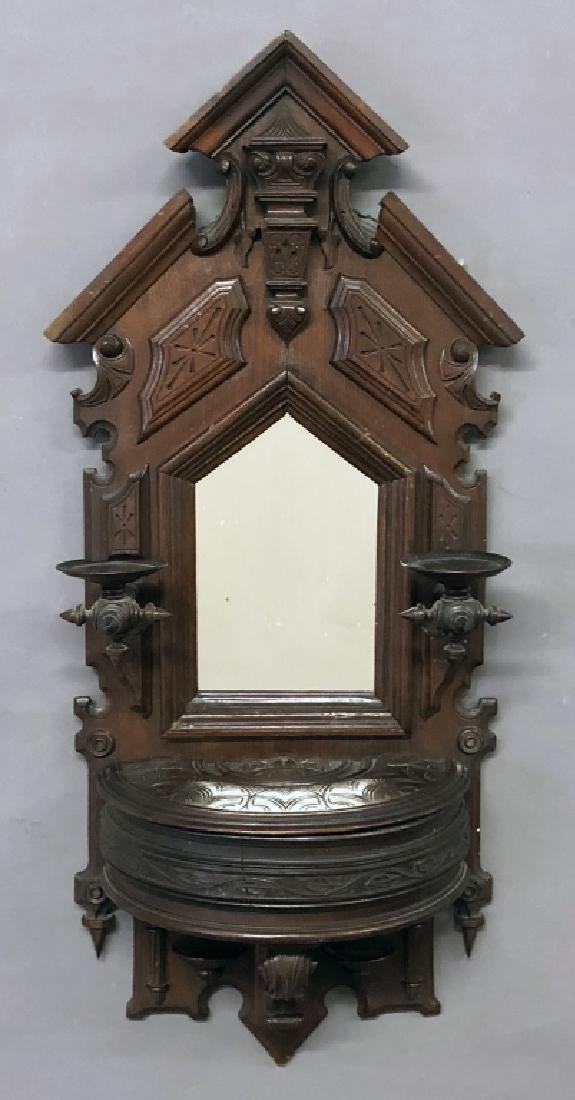 Victorian Walnut Shaving Mirror (1 of 2)