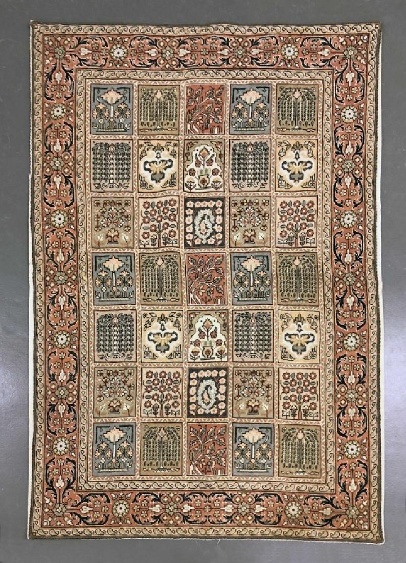 Directional Needlepoint Rug or Wall Hanging: Directional needlepoint rug or wall hanging, made in Afghanistan, 20th c, depicting flowers, trees, and gardens, 4' x 6'