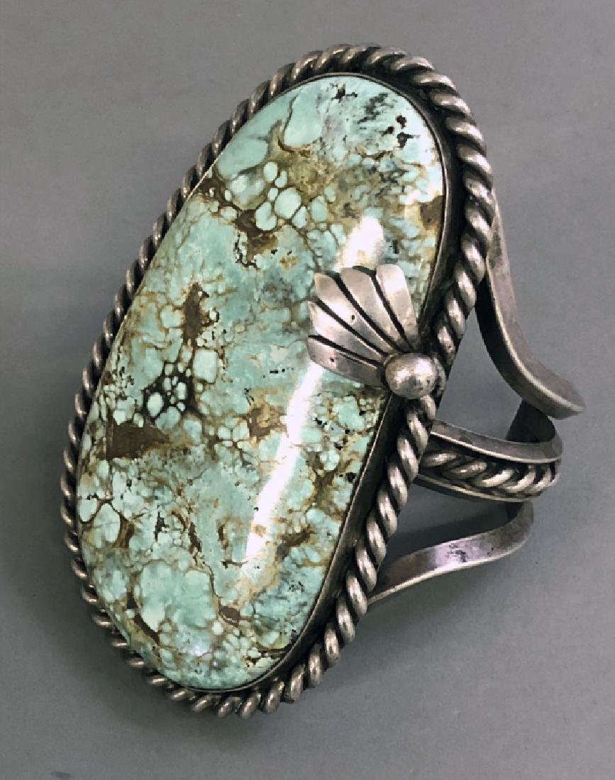 Large Navajo Silver & Turquoise Bracelet (1 of 7)