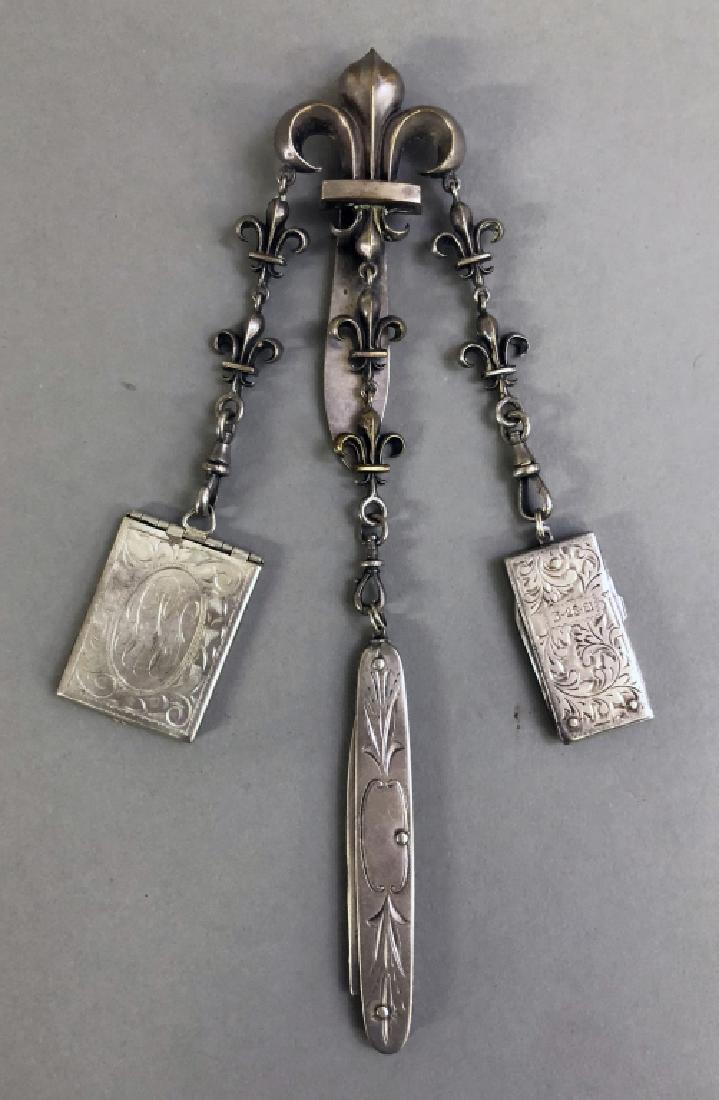 Victorian Metal and Sterling Silver Chatelaine (1 of 7)