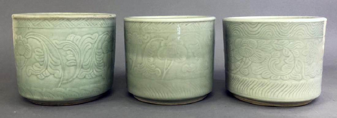 Three Asian Celadon Porcelain Planters (1 of 9)