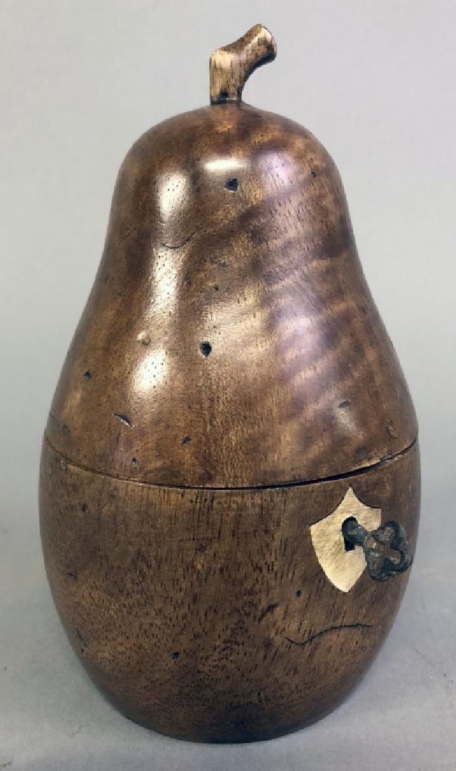 English Carved Pear Form Tea Caddy (1 of 3)