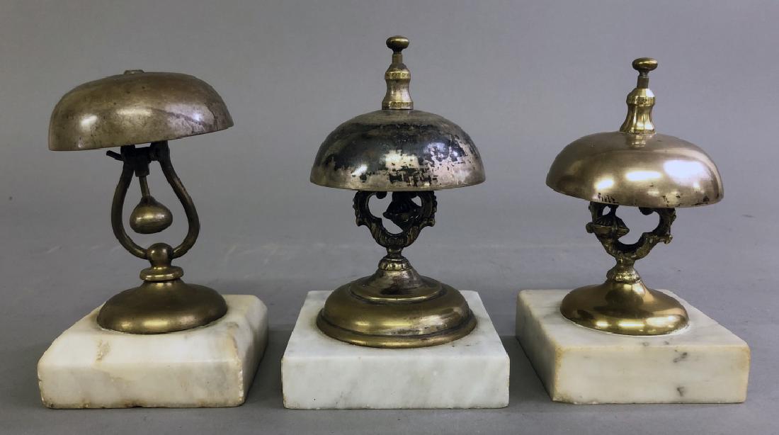 Three Victorian Hotel Bells with Marble Bases (1 of 1)