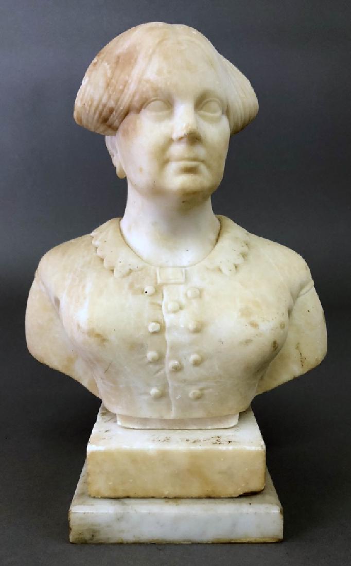 Victorian Carved Alabaster Bust of a Woman (1 of 4)