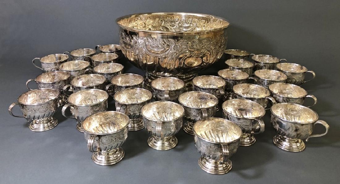 Sheffield Silverplate Punch Bowl and Cups (1 of 6)