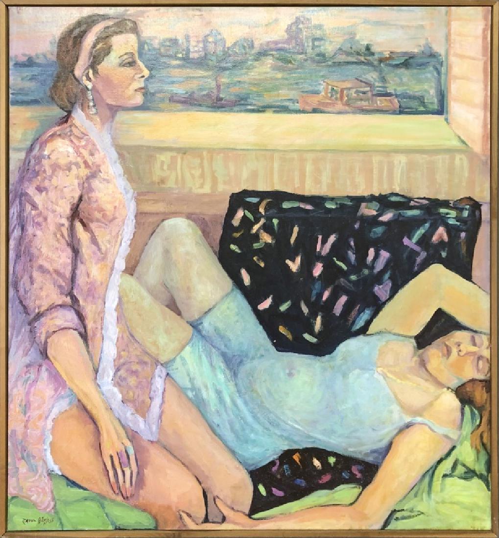 Irma Barness Framed Oil on Canvas of Two Women (1 of 3)