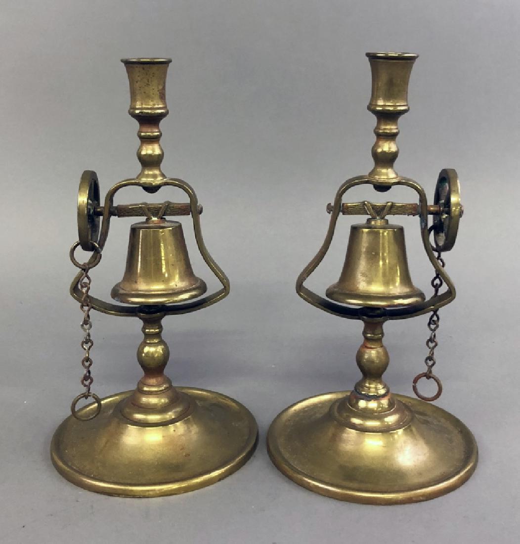Reproduction Brass Bell Tavern Candlesticks