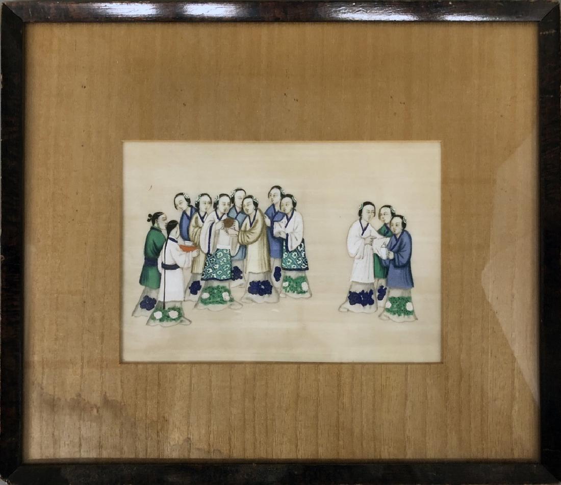 Framed & Matted Chinese Gouache on Pith Painting (1 of 7)