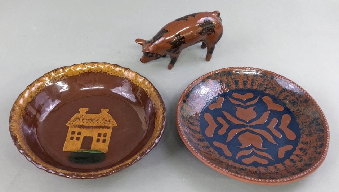 Redware Plates and Pig (1 of 5)