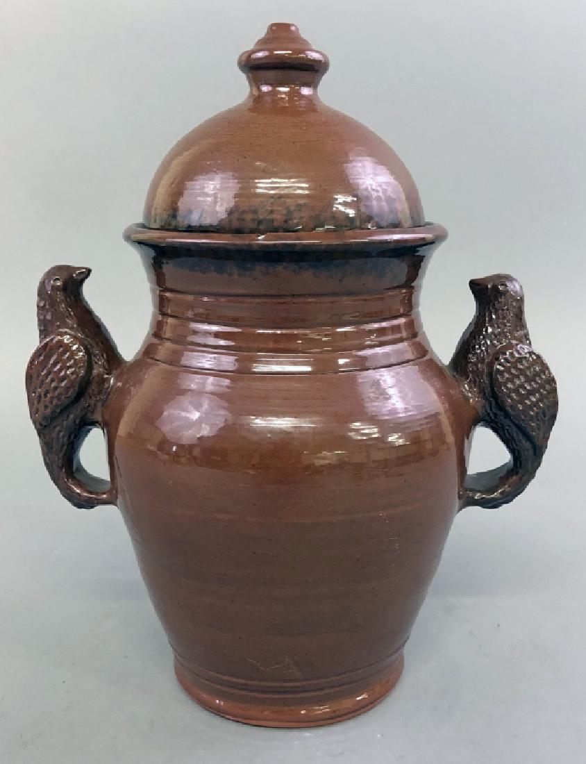 Foltz Pottery Redware Covered Jar (1 of 2)