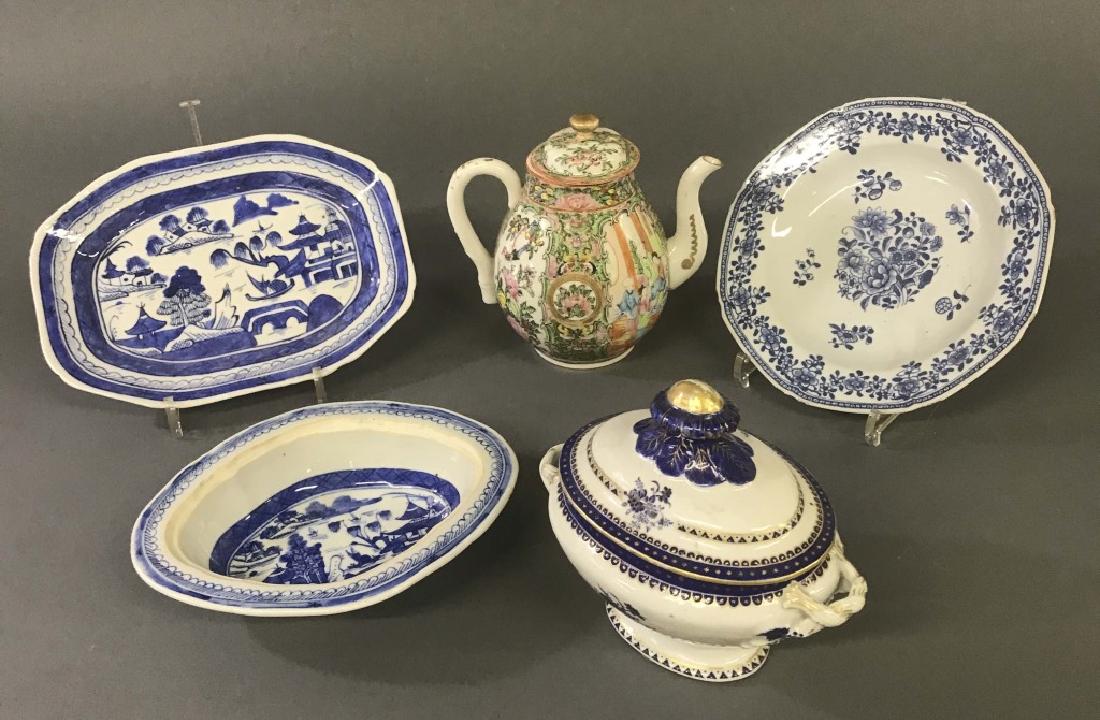 Chinese Export Porcelain Dishes and Coffee Pot (1 of 3)