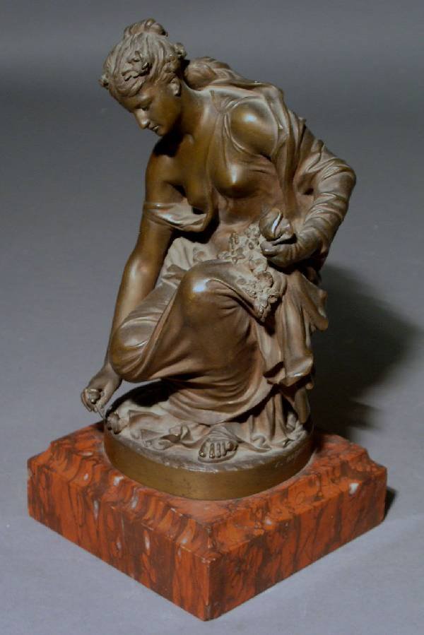 Bronze figure of a woman signed "F. Boredienne, F