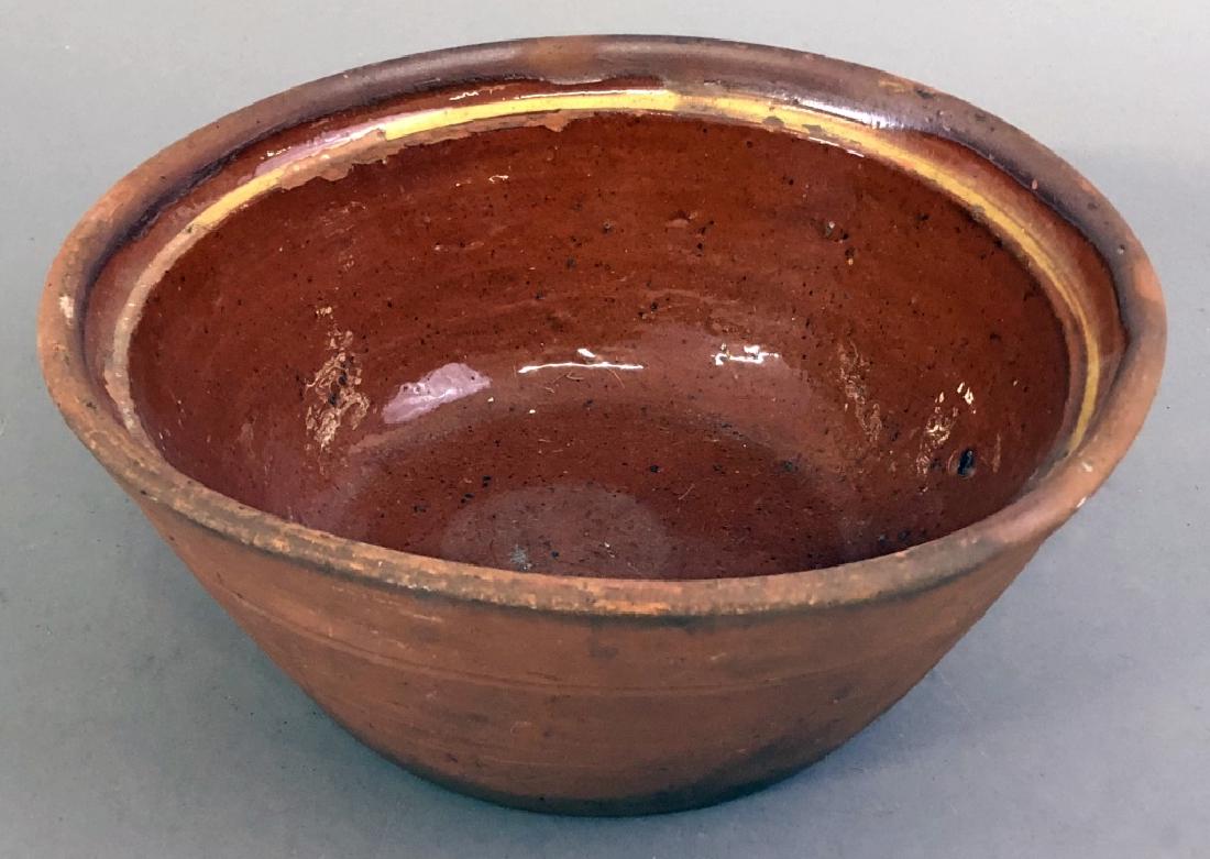 Redware Bowl: Redware bowl, 19th c., 4"h x 10 1/4"dia